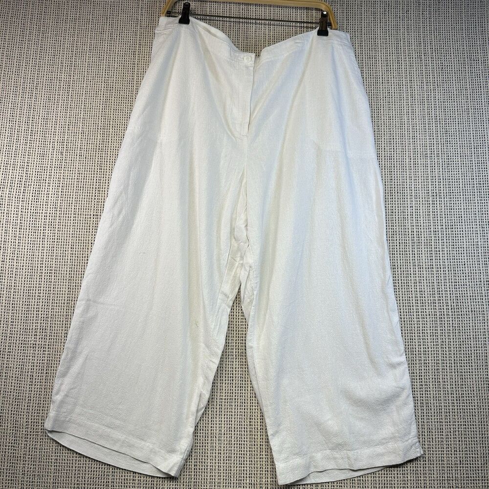 J. Jill White Linen Blend Wide Leg Crop Pants XL Petite Minimalist
